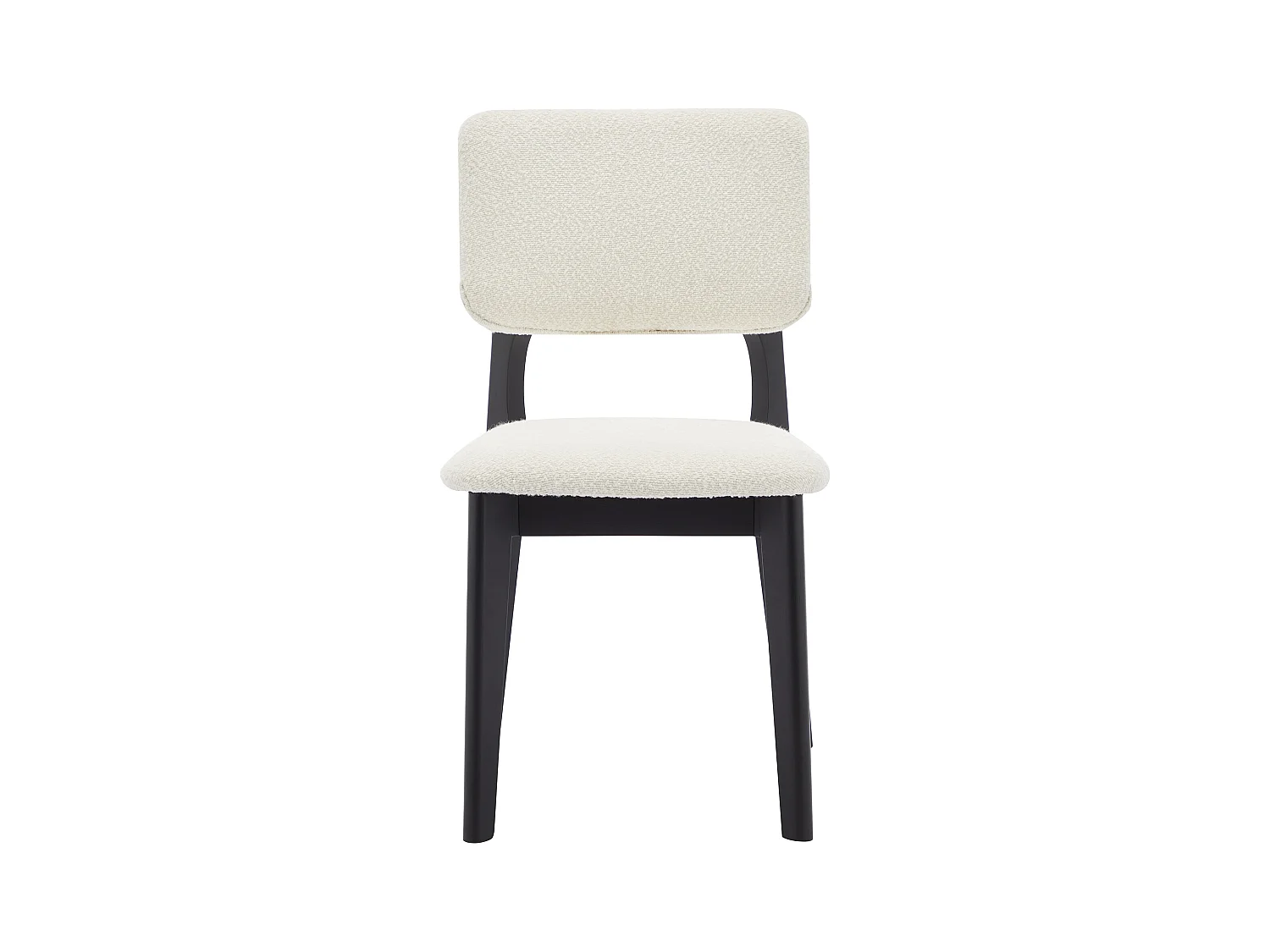 Lot de 6 chaises en tissu bouclette et bois d'hévéa - Blanc et Noir - JASMENA