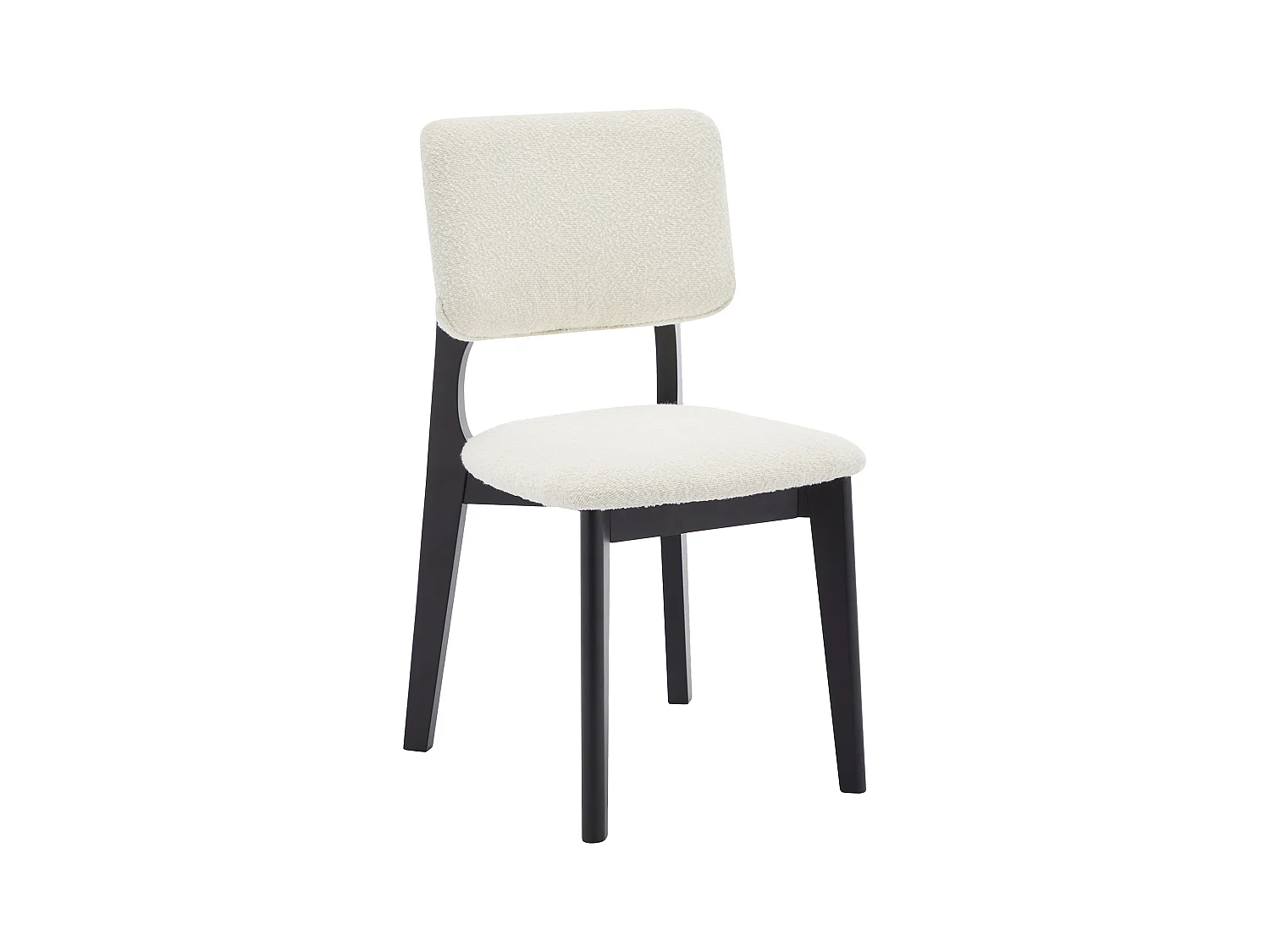 Lot de 6 chaises en tissu bouclette et bois d'hévéa - Blanc et Noir - JASMENA