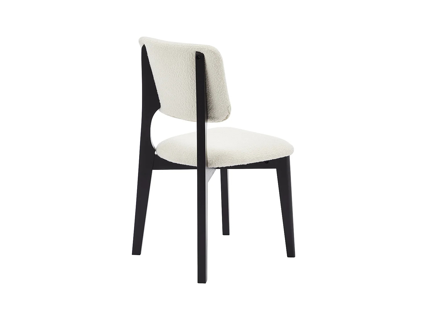 Lot de 6 chaises en tissu bouclette et bois d'hévéa - Blanc et Noir - JASMENA