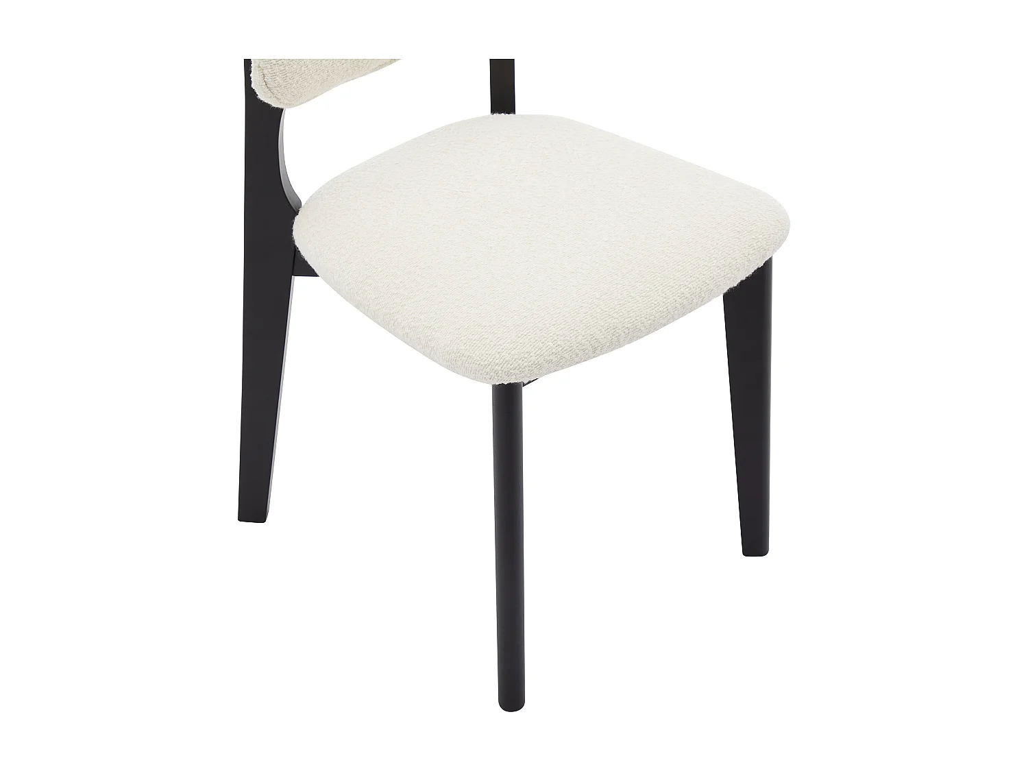 Lot de 6 chaises en tissu bouclette et bois d'hévéa - Blanc et Noir - JASMENA