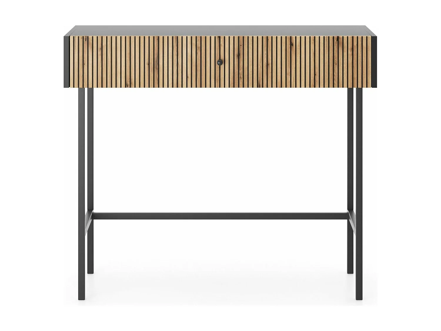 Coiffeuse - avec tiroir - 93 cm - noir / aspect chêne clair - DIVENOS