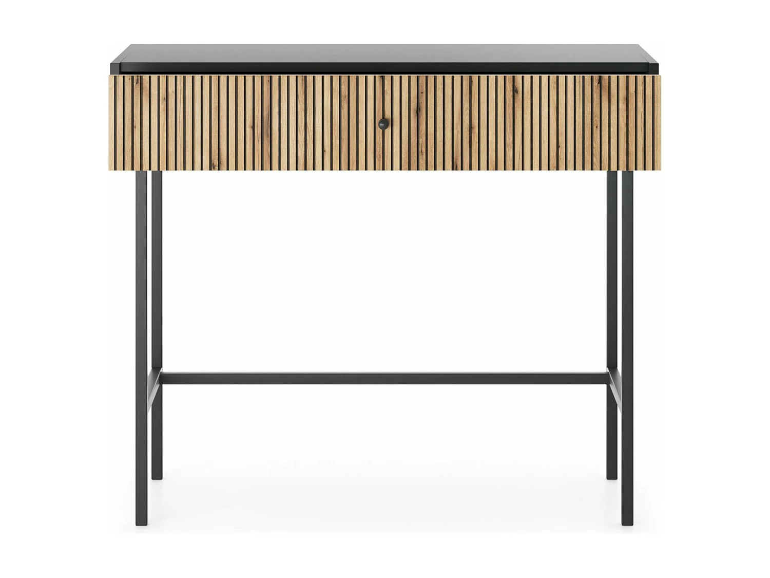 Coiffeuse - avec tiroir - 93 cm - noir / aspect chêne clair - DIVENOS