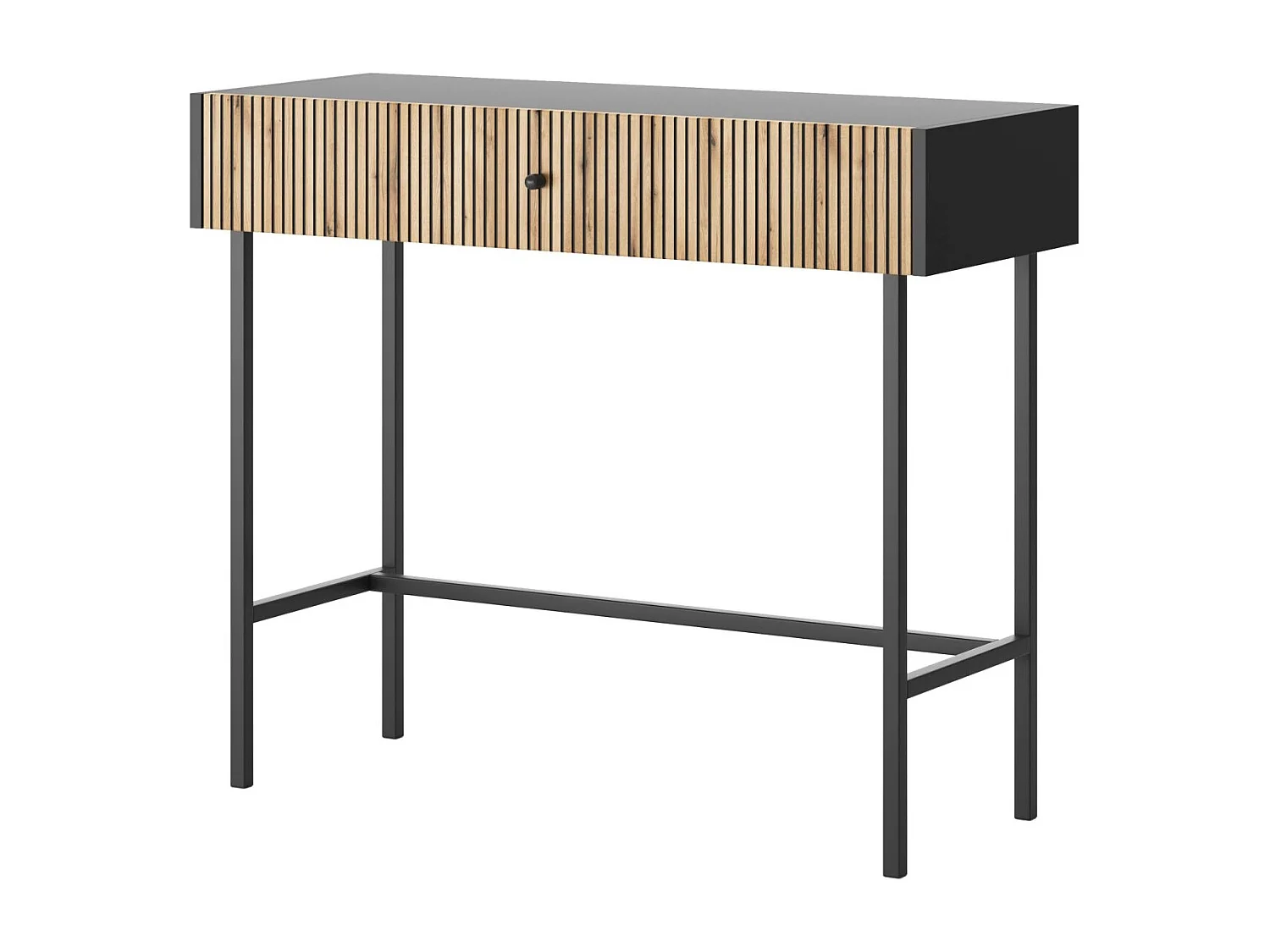 Coiffeuse - avec tiroir - 93 cm - noir / aspect chêne clair - DIVENOS