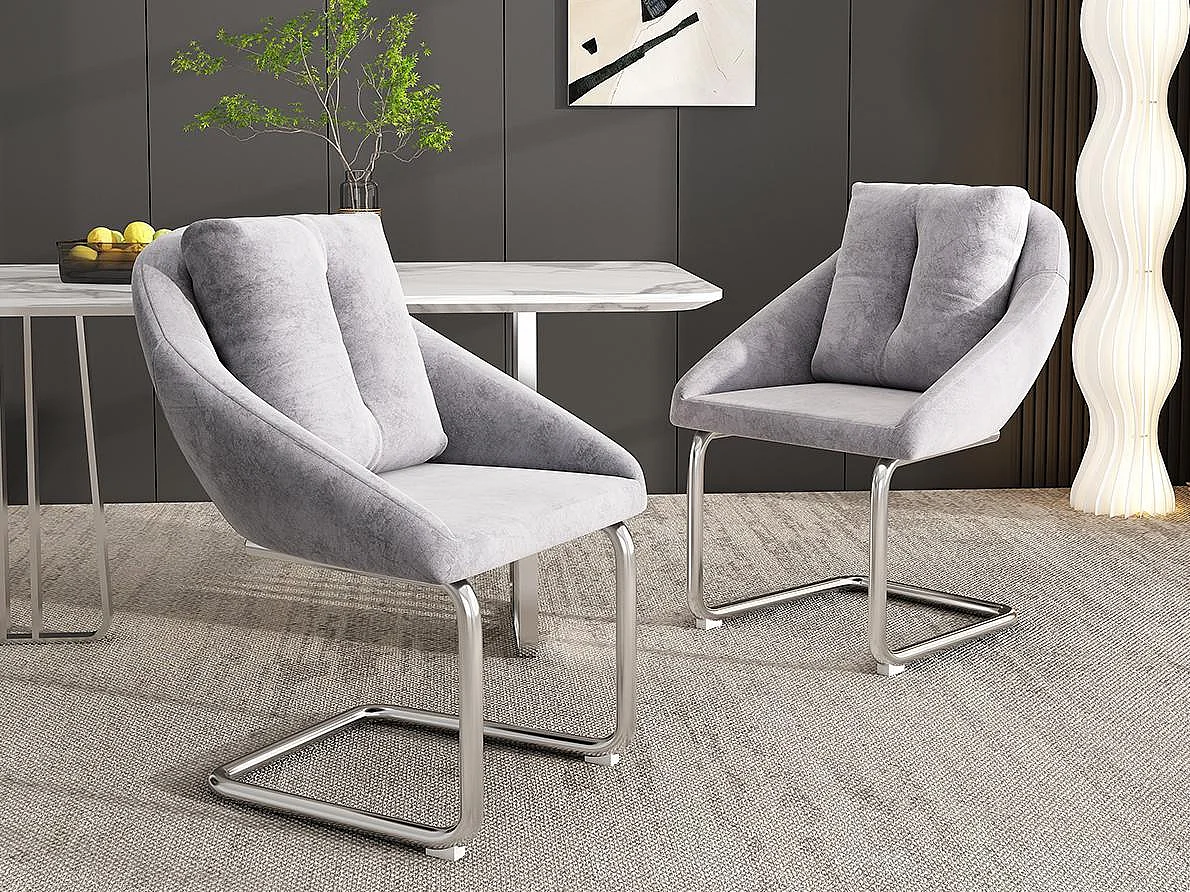 Set van 2 Velvet stoelen - metalen structuur - Grijs