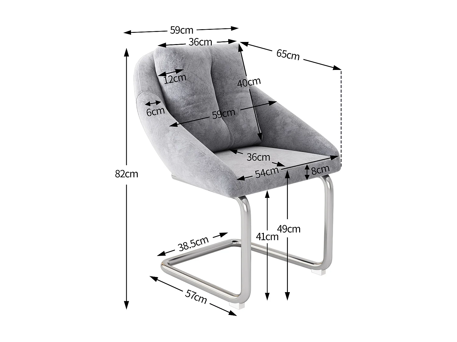 Set van 2 Velvet stoelen - metalen structuur - Grijs