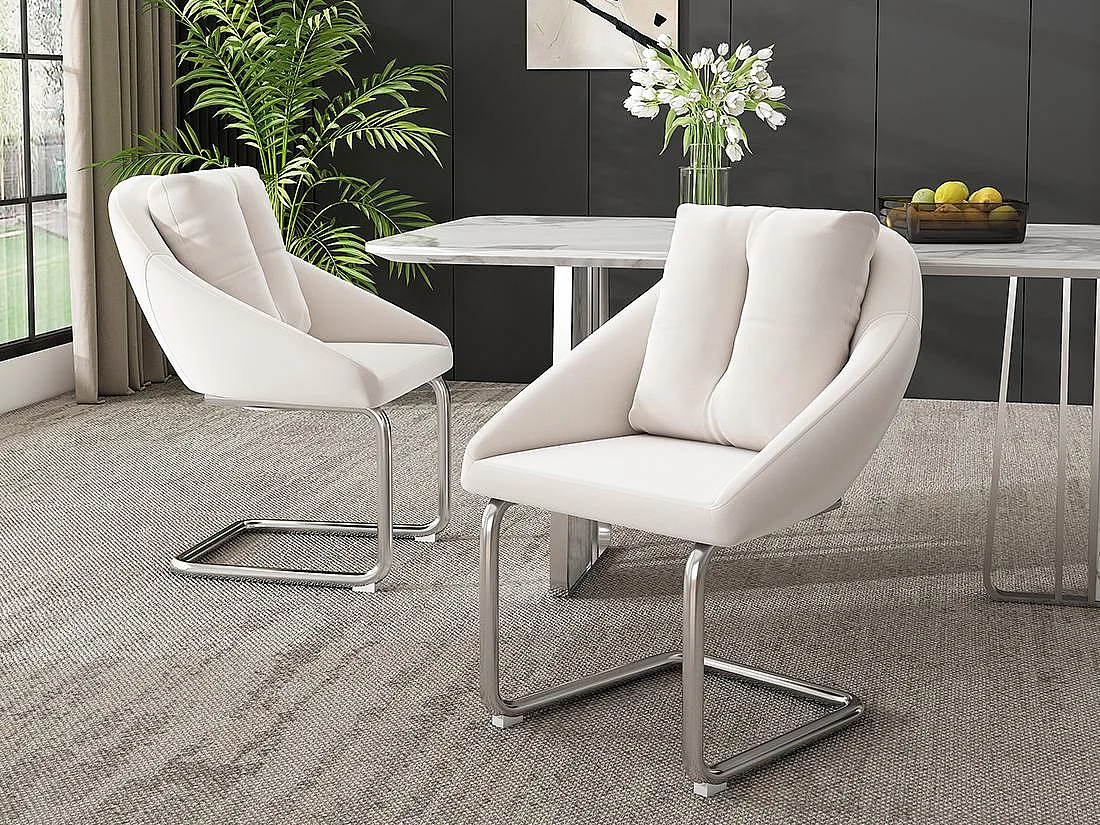 Lot de 2 Chaises en velours - structure en métal - Beige