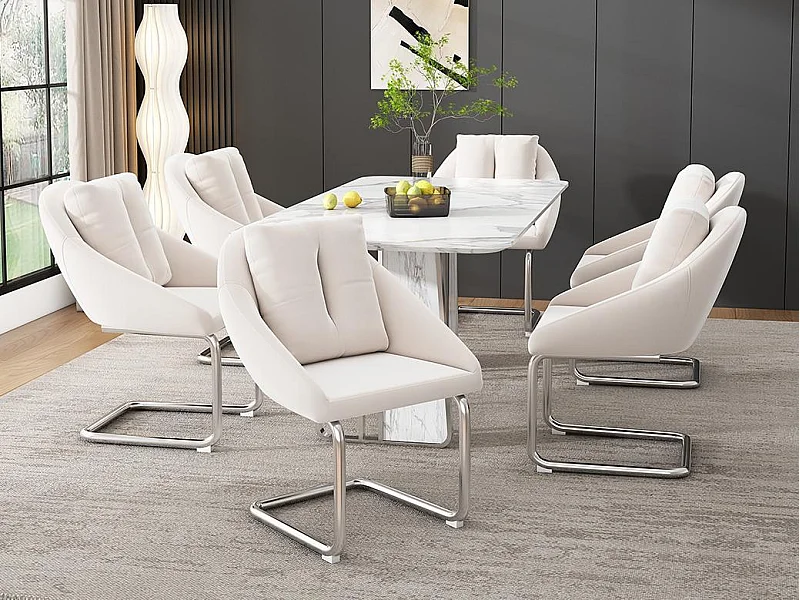 Set di 6 sedie Velvet - struttura in metallo - Beige