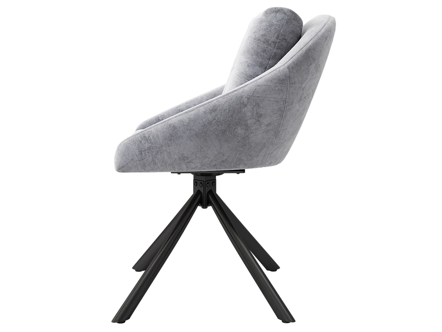 Lot de 4 Chaises pivotantes en velours - structure en métal - Gris