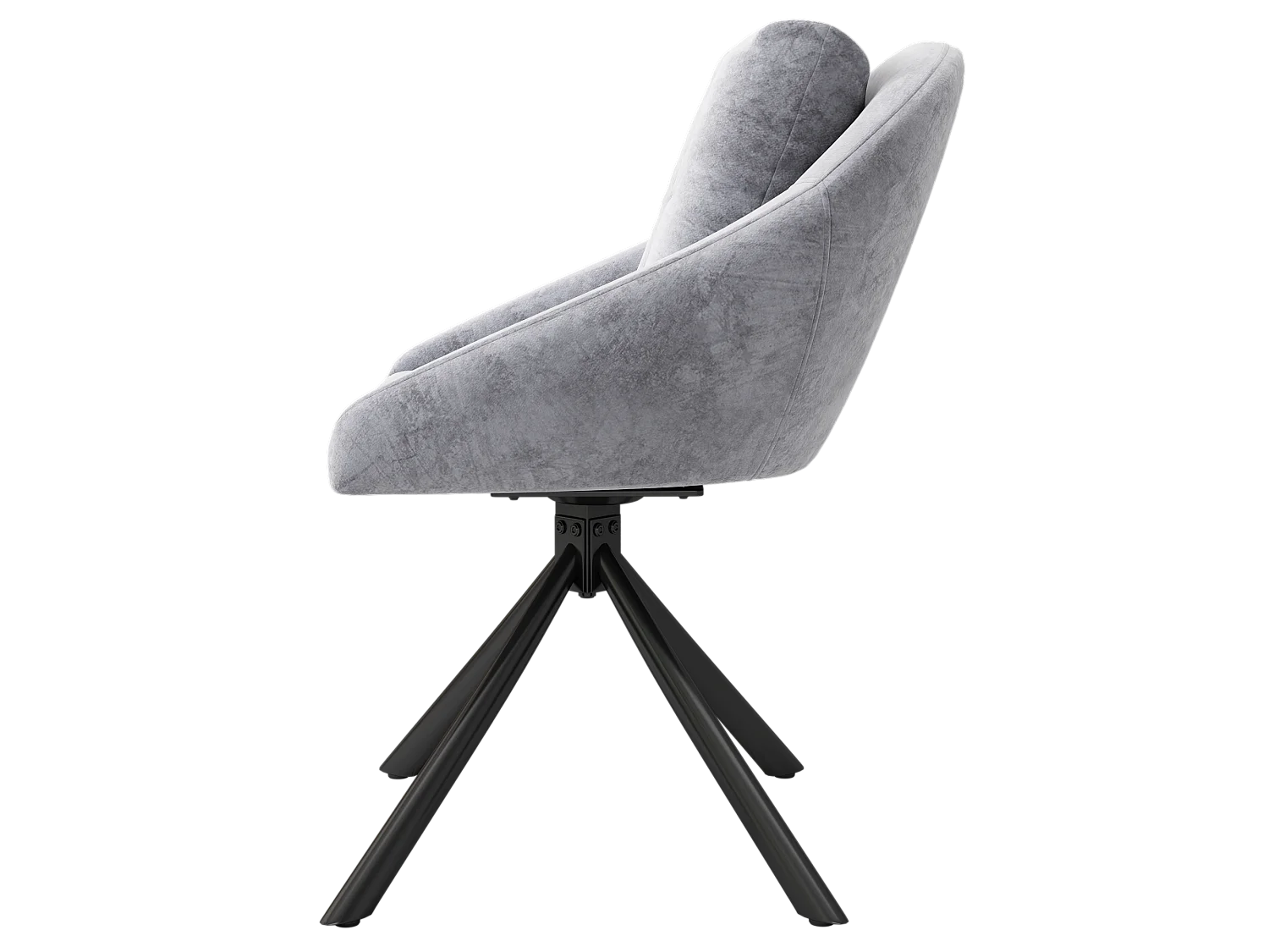 Set van 4 Fluwelen draaistoelen - metalen structuur - Grijs