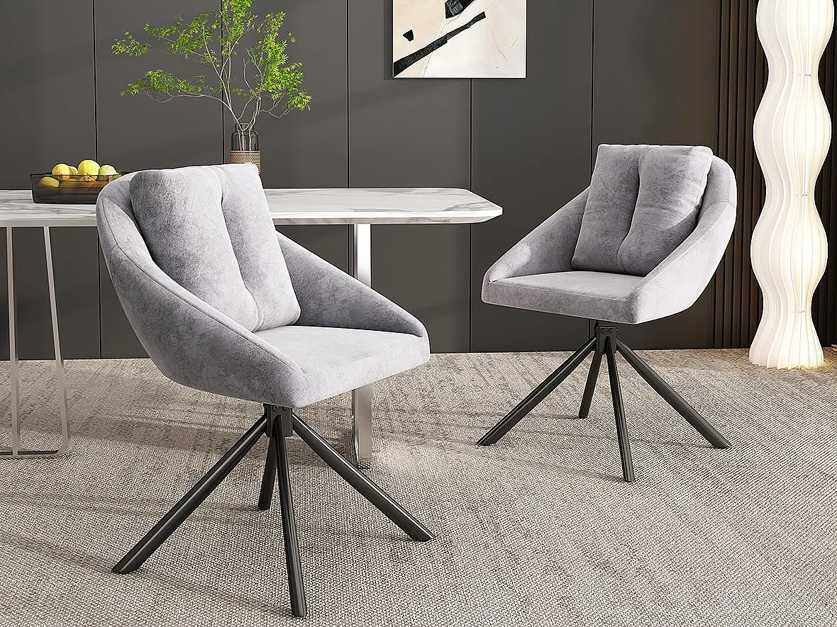 Set van 2 Fluwelen draaistoelen - metalen structuur - Grijs