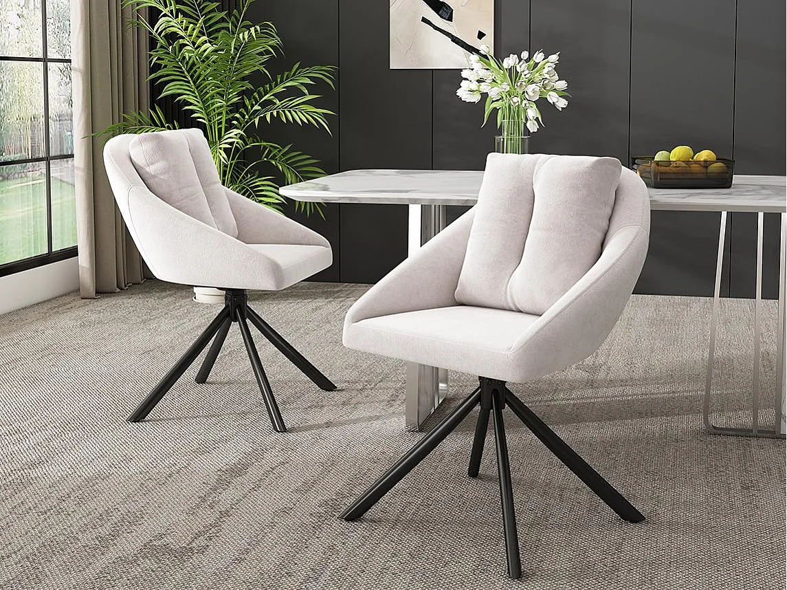 Set van 2 fluwelen draaistoelen - metalen structuur - Beige