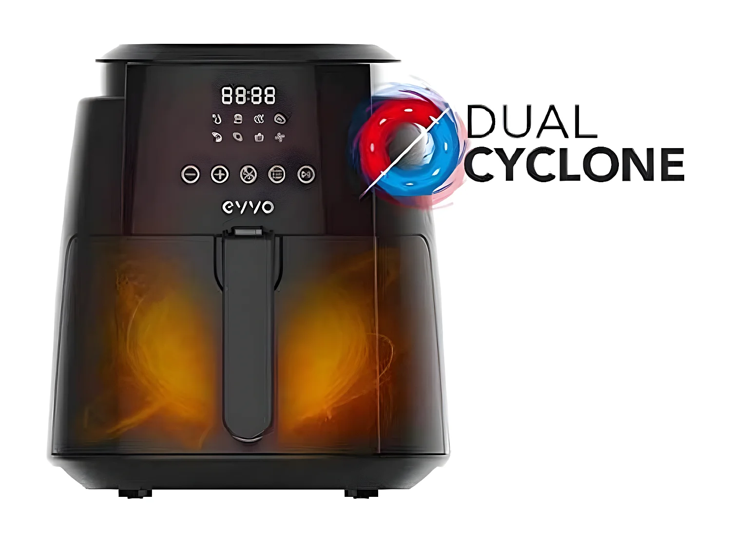 EVVO Freidora sin aceite Tasty Fryer - 1500W, Tecnología Dual Cyclone, Multifunción, hasta 200º (Capacidad: 3,5 litros)