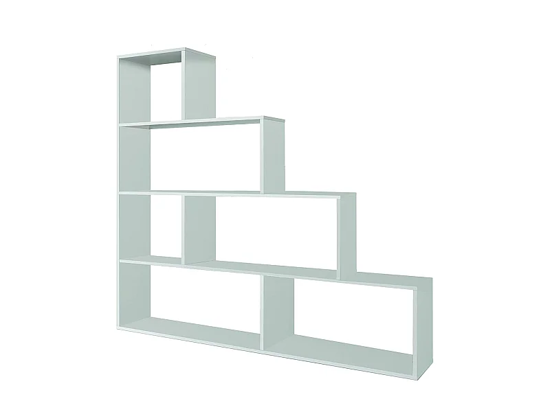 Bibliothèque avec 4 étagères couleur Blanc Brillant en mélamine - Longueur 145 x Hauteur 145 x Profondeur 29 cm