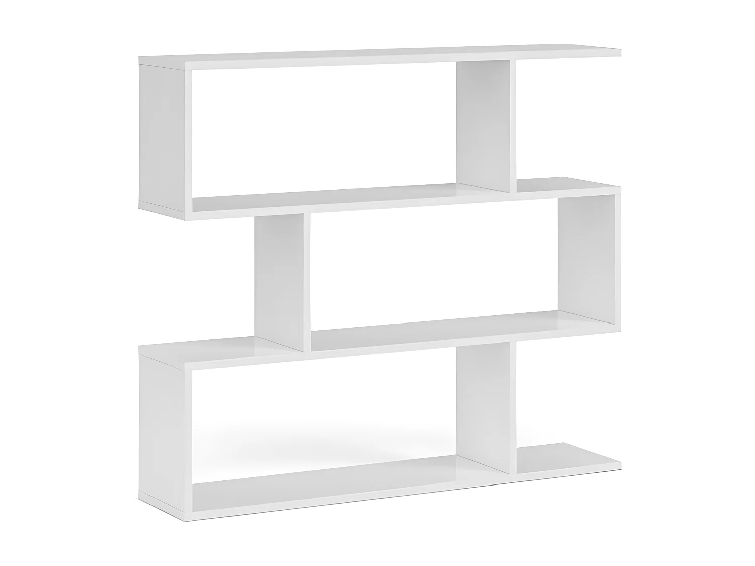 Bibliothèque Avec 3 Étagères Couleur Blanc Brillant En Mélamine - Longueur 97 x Hauteur 110 x Profondeur 25 cm