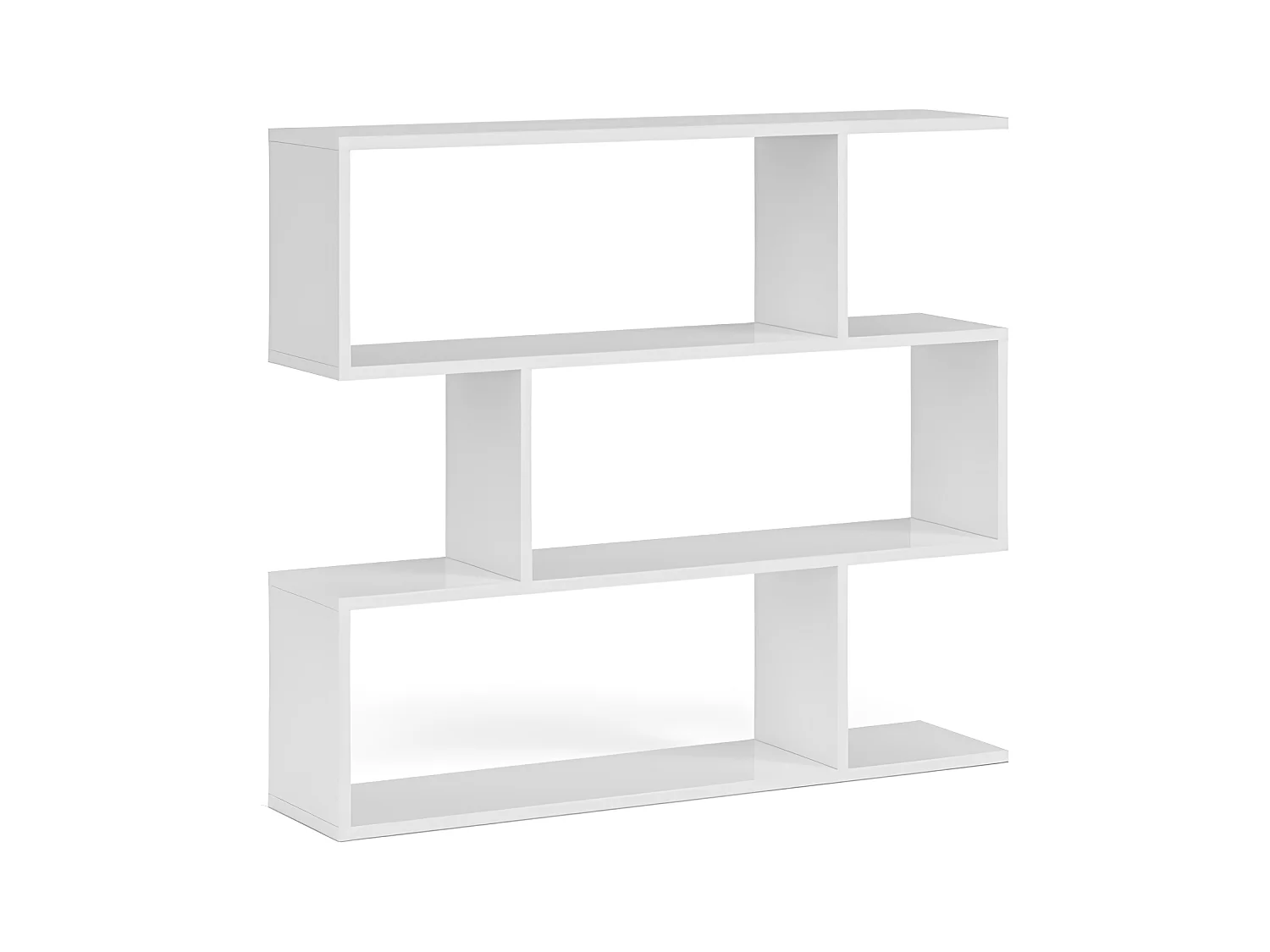 Bibliothèque Avec 3 Étagères Couleur Blanc Brillant En Mélamine - Longueur 97 x Hauteur 110 x Profondeur 25 cm