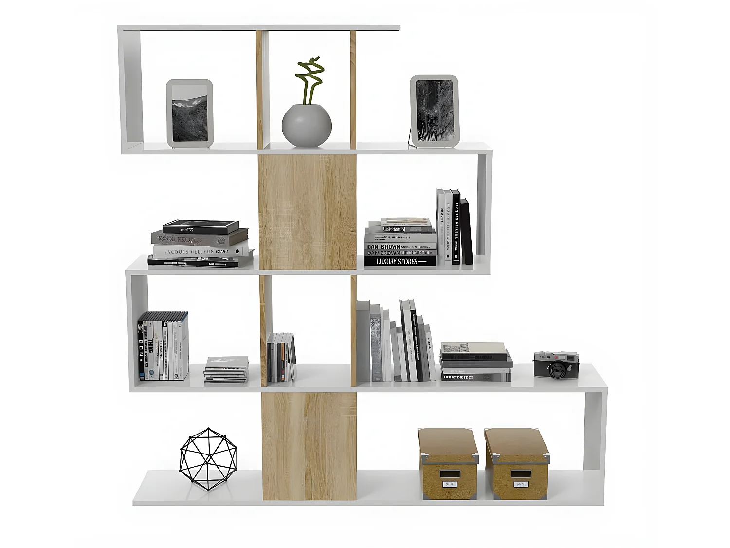 Etagère couleur blanc artic - chêne canadien en bois - Longueur 145 x Hauteur 145 x Profondeur 29 cm