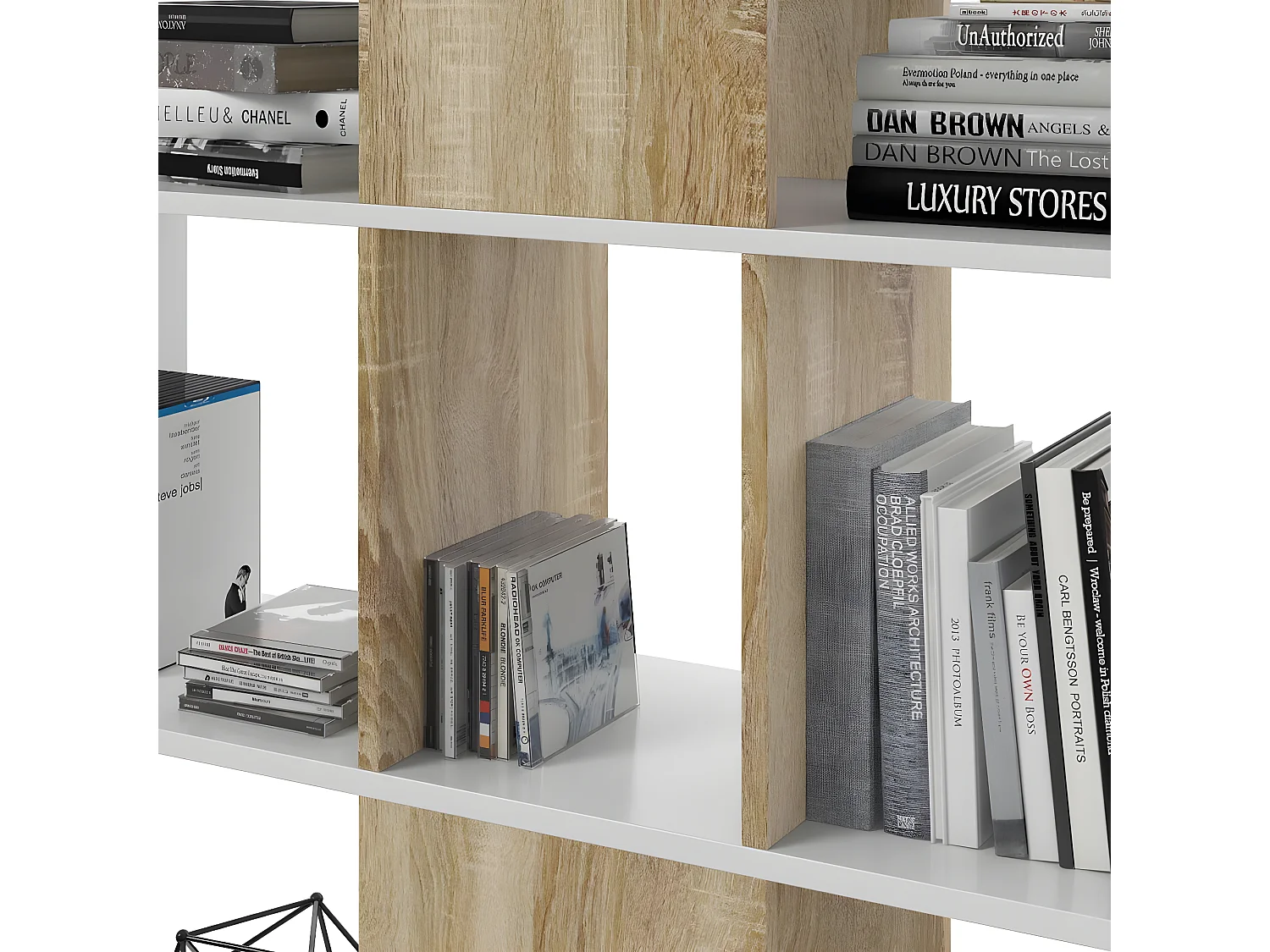 Etagère couleur blanc artic - chêne canadien en bois - Longueur 145 x Hauteur 145 x Profondeur 29 cm