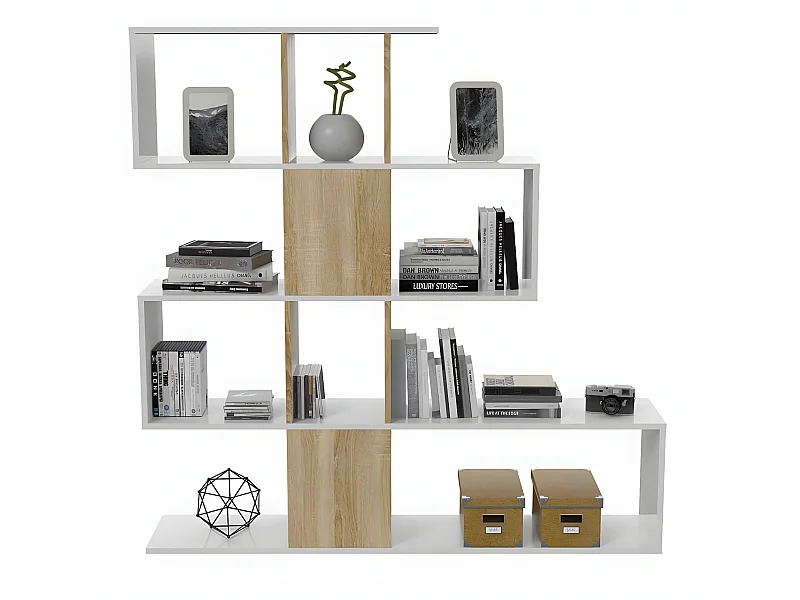 Etagère couleur blanc artic - chêne canadien en bois - Longueur 145 x Hauteur 145 x Profondeur 29 cm