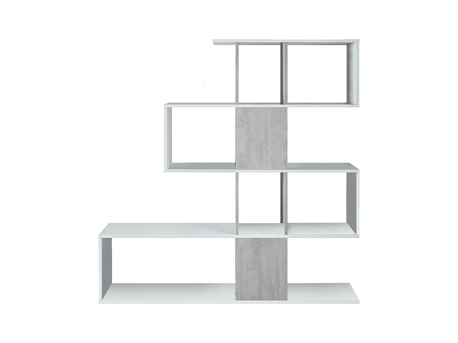 Etagère polyvalente en panneau de particules mélaminé couleur blanc artic/gris béton - Longueur 145 x Hauteur 145 x Profondeur 28 cm