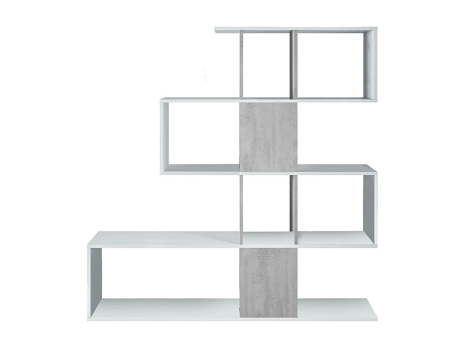 Etagère polyvalente en panneau de particules mélaminé couleur blanc artic/gris béton - Longueur 145 x Hauteur 145 x Profondeur 28 cm