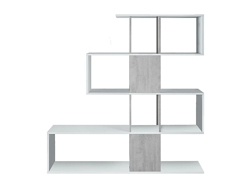 Etagère polyvalente en panneau de particules mélaminé couleur blanc artic/gris béton - Longueur 145 x Hauteur 145 x Profondeur 28 cm