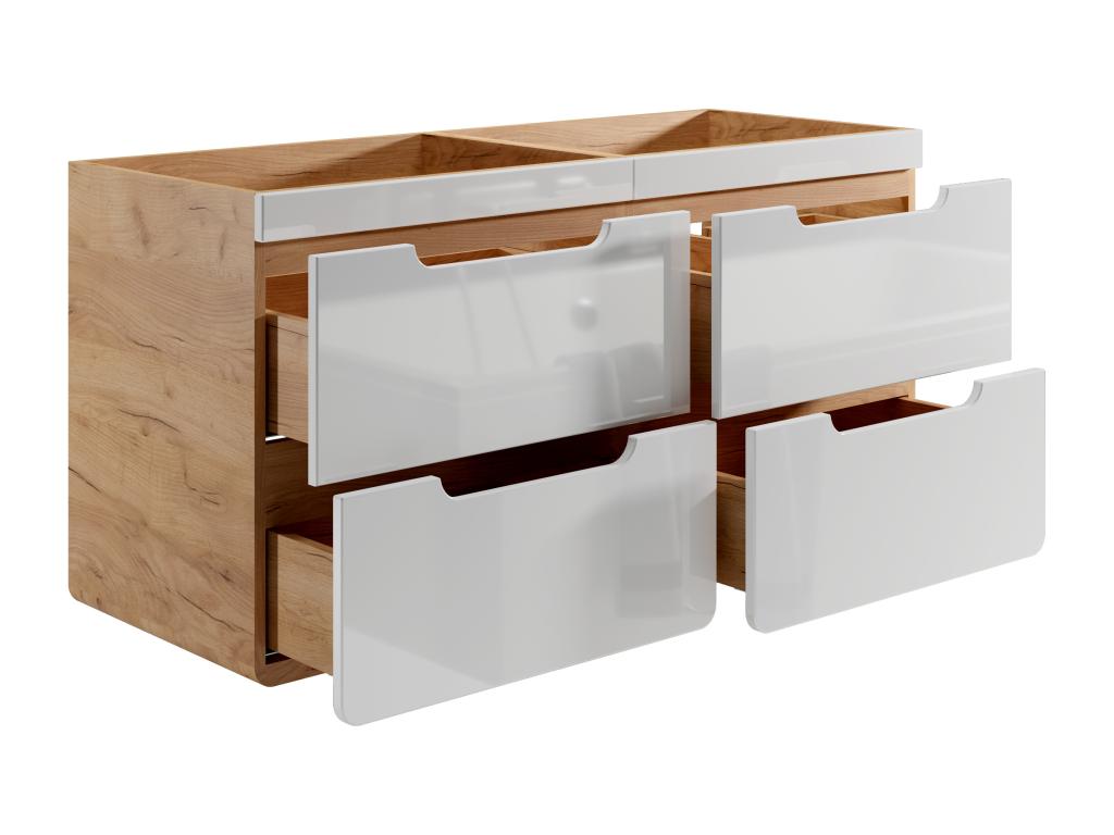 Waschbeckenunterschrank hängend - 120 cm - Holzfarben & Weiß - ARUBA günstig online kaufen