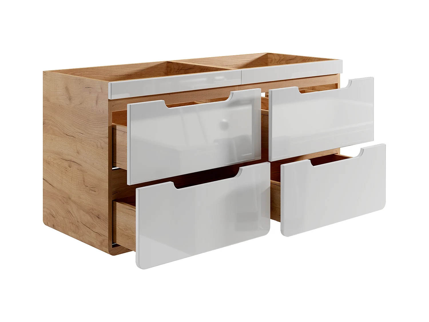 Mueble suspendido para lavabo en color natural y blanco - 120 cm - ARUBA