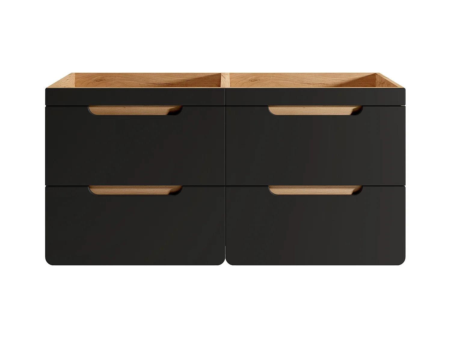 Ophængt håndvaskeskab i naturfarve og antracit - 120 cm - ARUBA