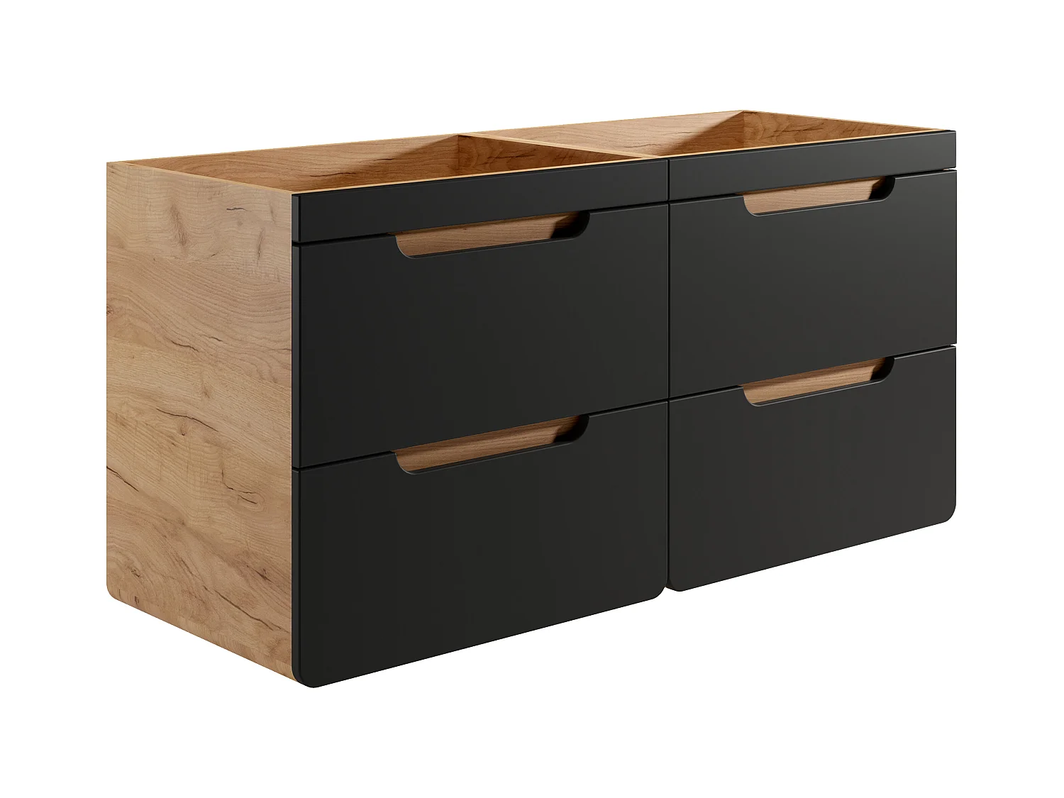 Ophængt håndvaskeskab i naturfarve og antracit - 120 cm - ARUBA