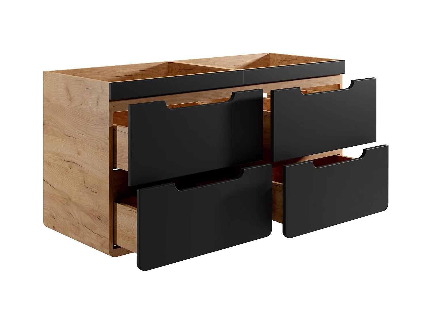 Ophængt håndvaskeskab i naturfarve og antracit - 120 cm - ARUBA