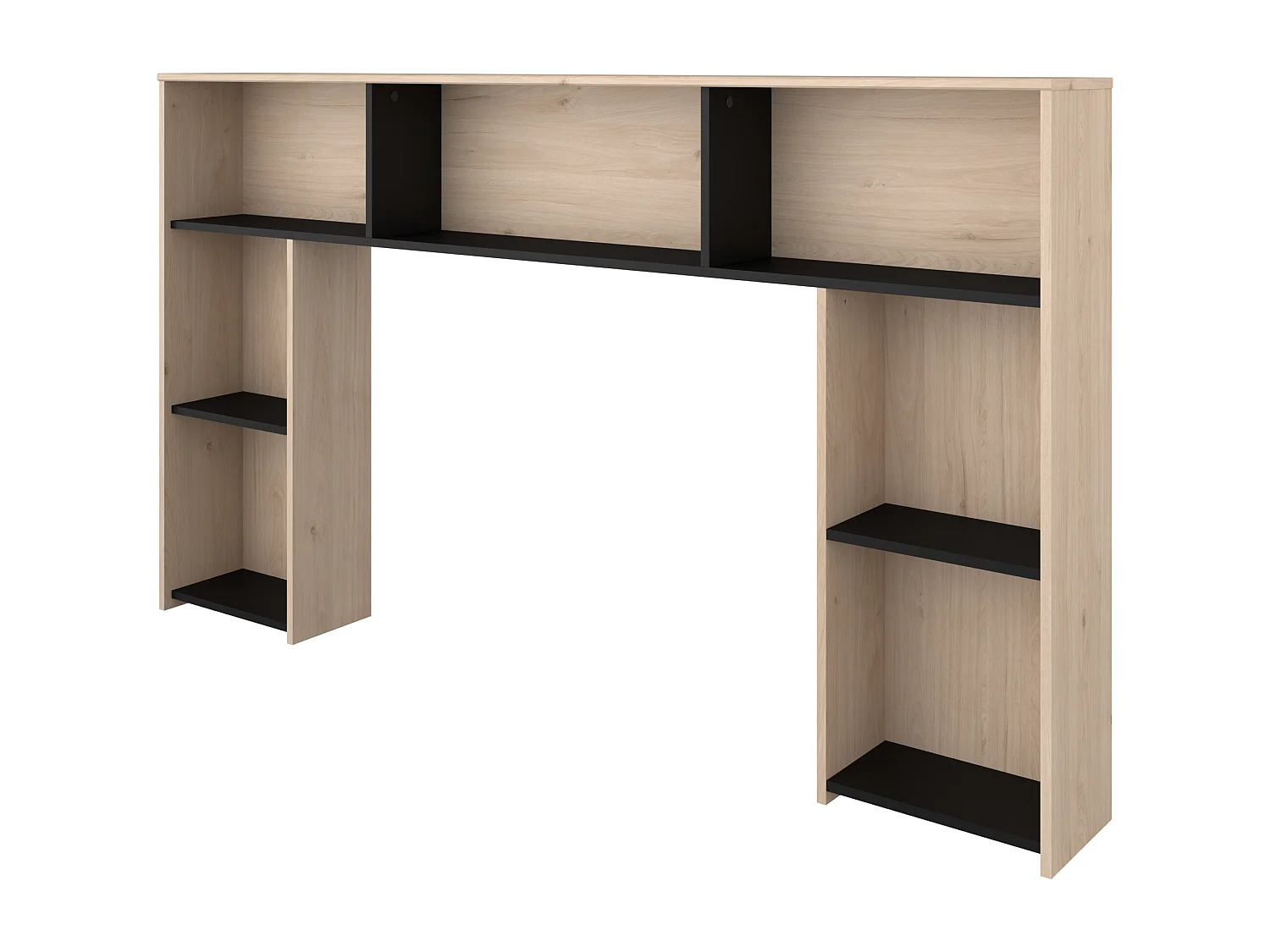 Testata con scomparti 140 cm Naturale e Nero - KINSELIA