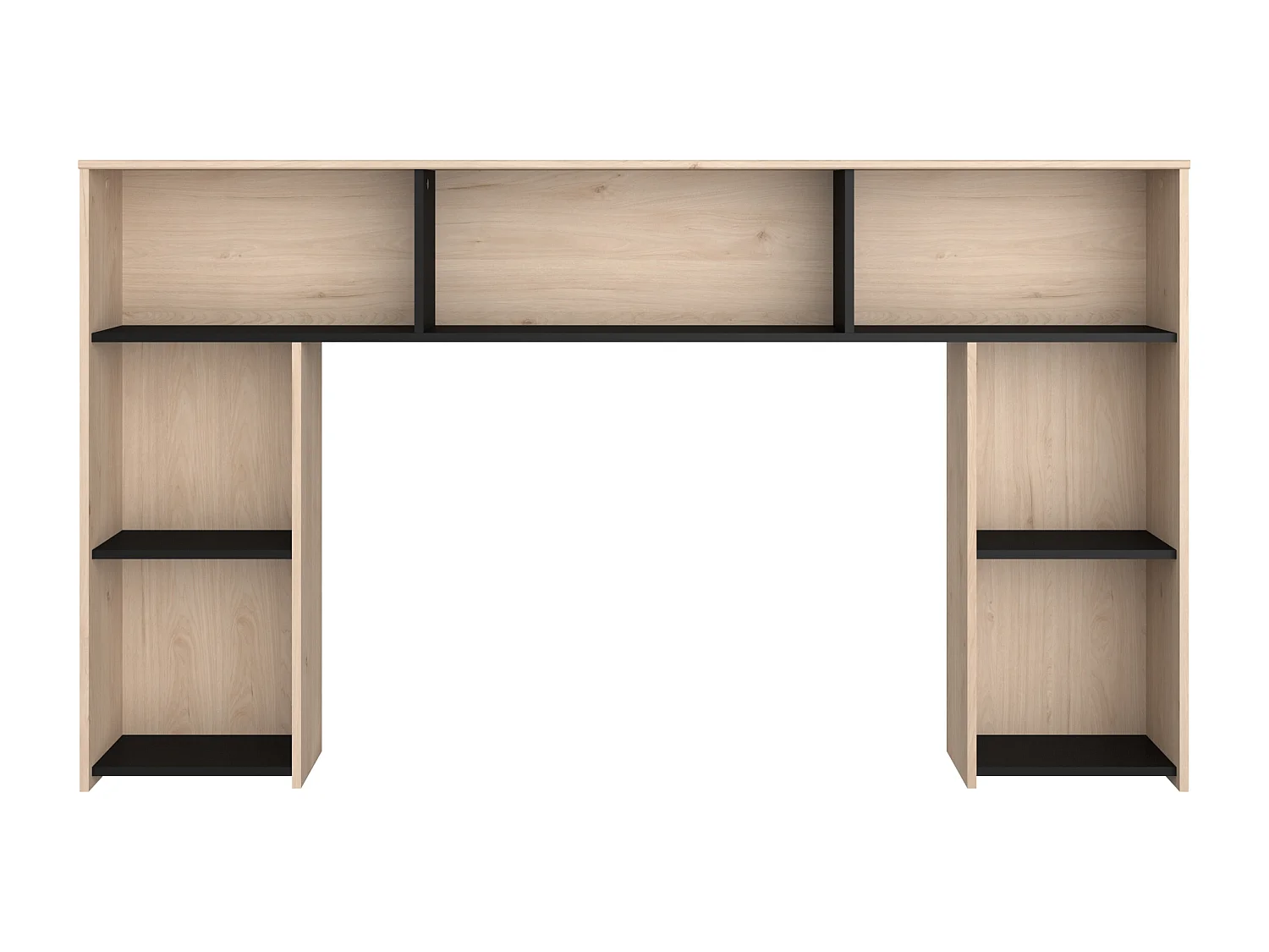 Testata con scomparti 140 cm Naturale e Nero - KINSELIA