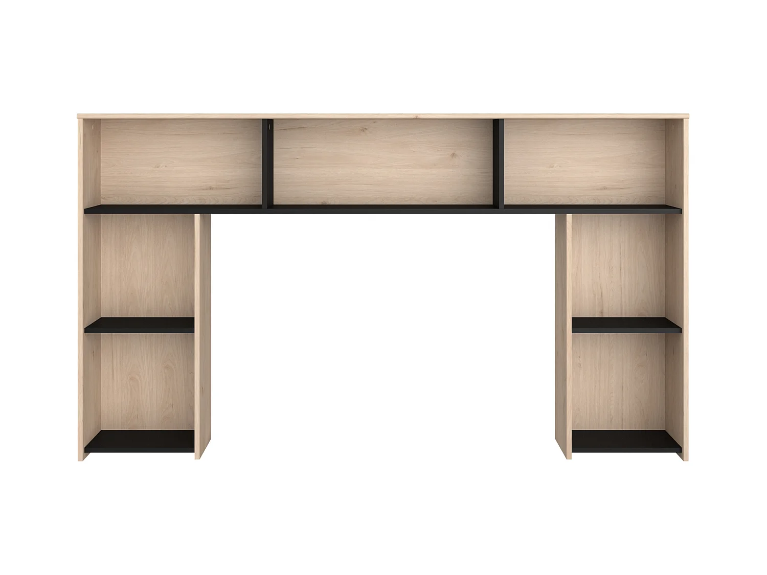 Tête de lit avec rangements 140 cm - Coloris : Naturel et noir - KINSELIA