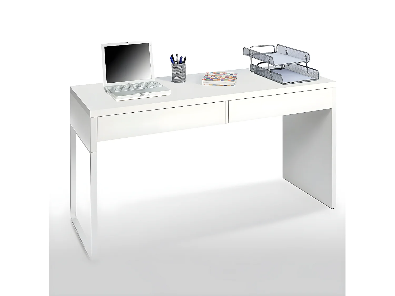 Bureau reversible avec tiroir couleur Blanc Artic - Longueur 138 x Hauteur 75 x Profondeur 50 cm