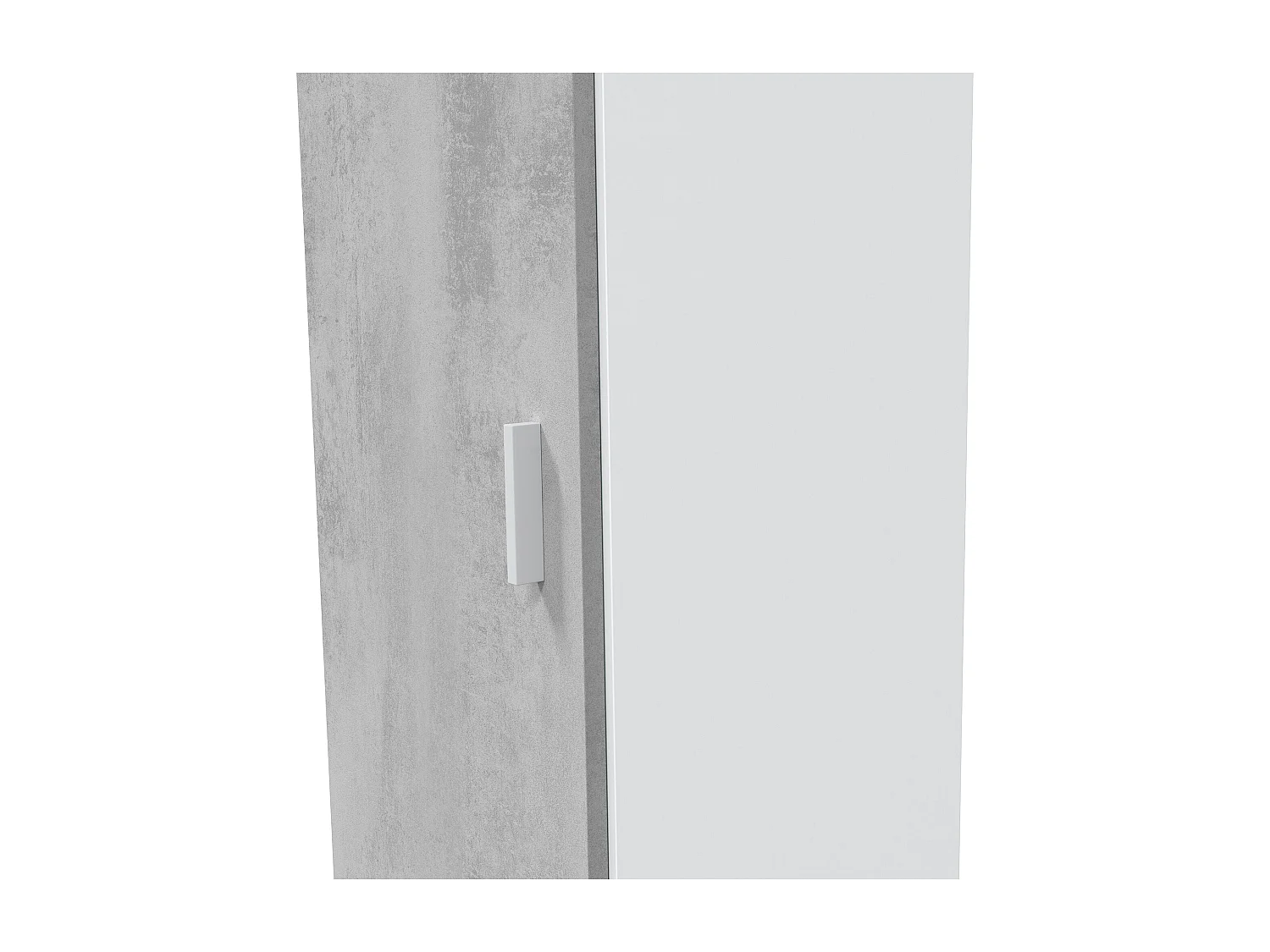 Armoire  meuble de rangement en panneau de particules mélaminé couleur blanc mat et gris ciment - Longueur 41 x Hauteur 182 x Profondeur 37 cm