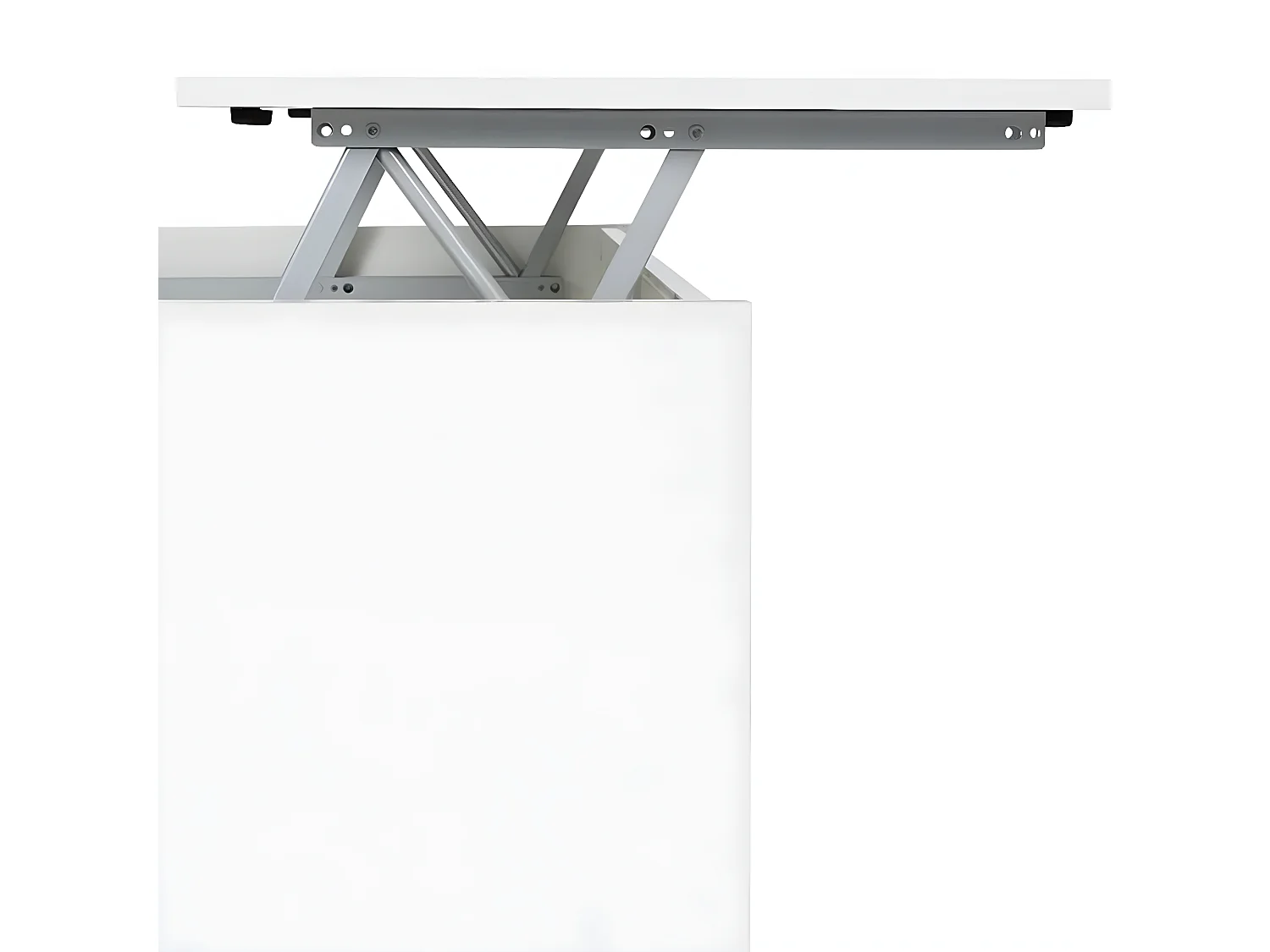 Table Basse finition Blanc brillant Avec Plateau Relevable - Longueur 102 x Hauteur 43/54 x Profondeur 50 cm