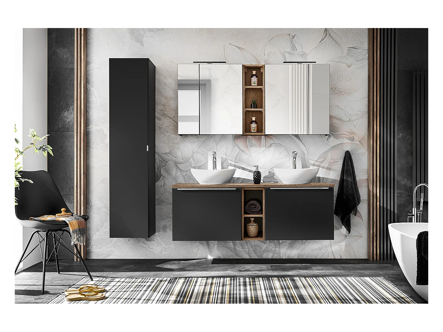 Armoires De Toilette SANTA FE MC60 2D 60x17x65 Noir