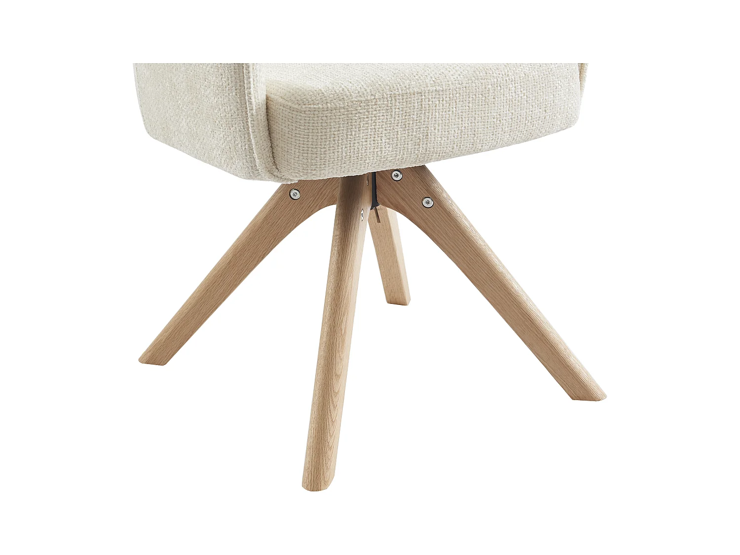 Conjunto de 2 sillas giratorias con reposabrazos en tela y roble - Crema - KONYA