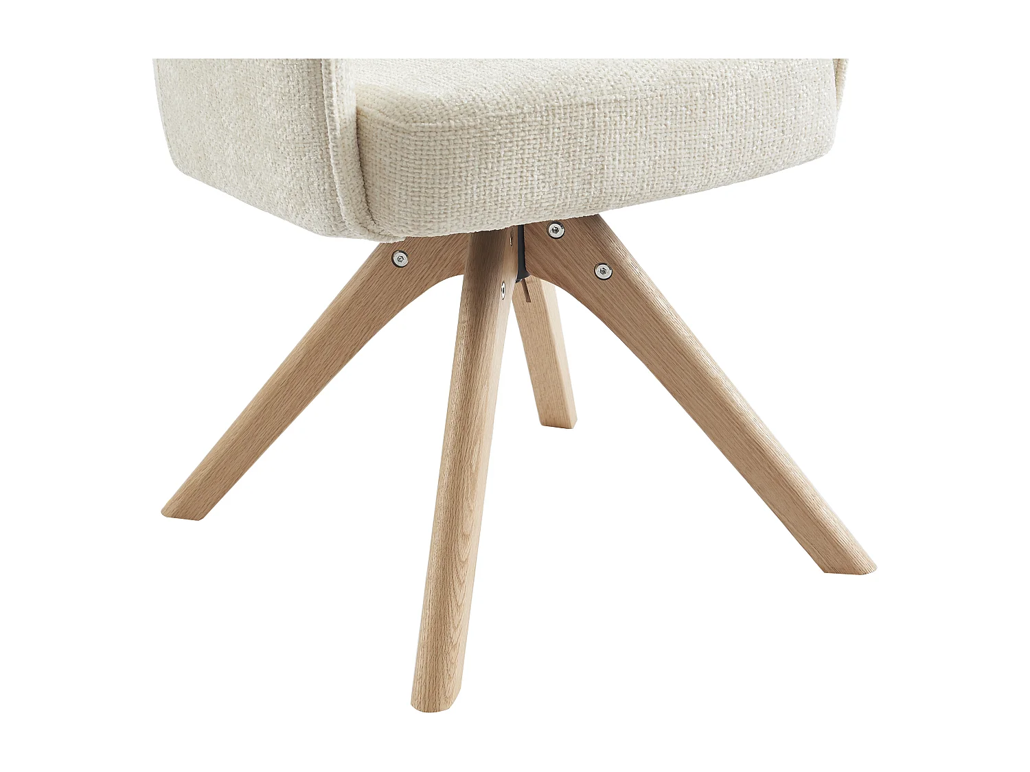 Set van 2 draaistoelen met armleuningen van stof en eikenhout - Crèmewit - KONYA