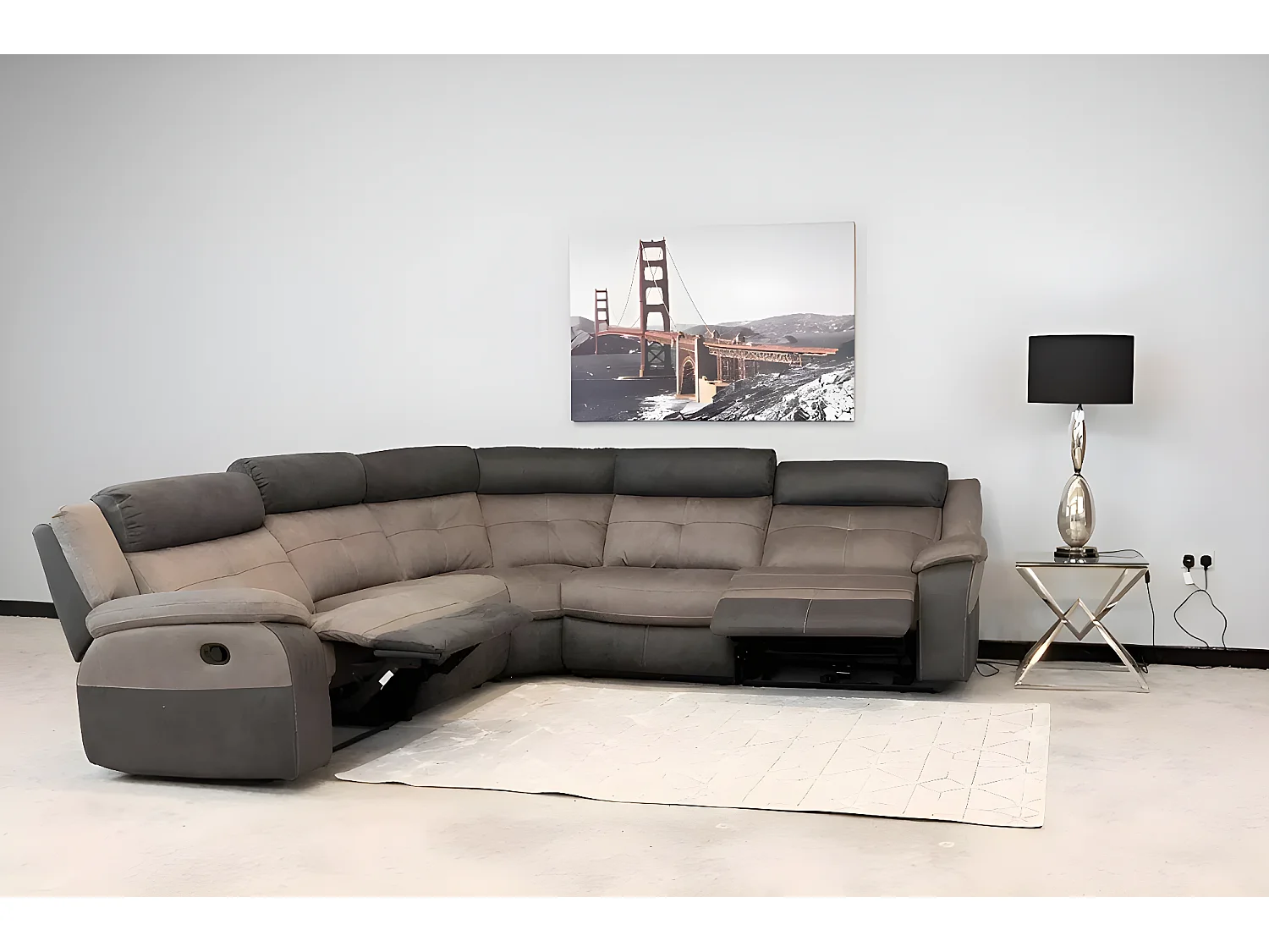 Ecksofa Napoli/Stoffbezug/Grau