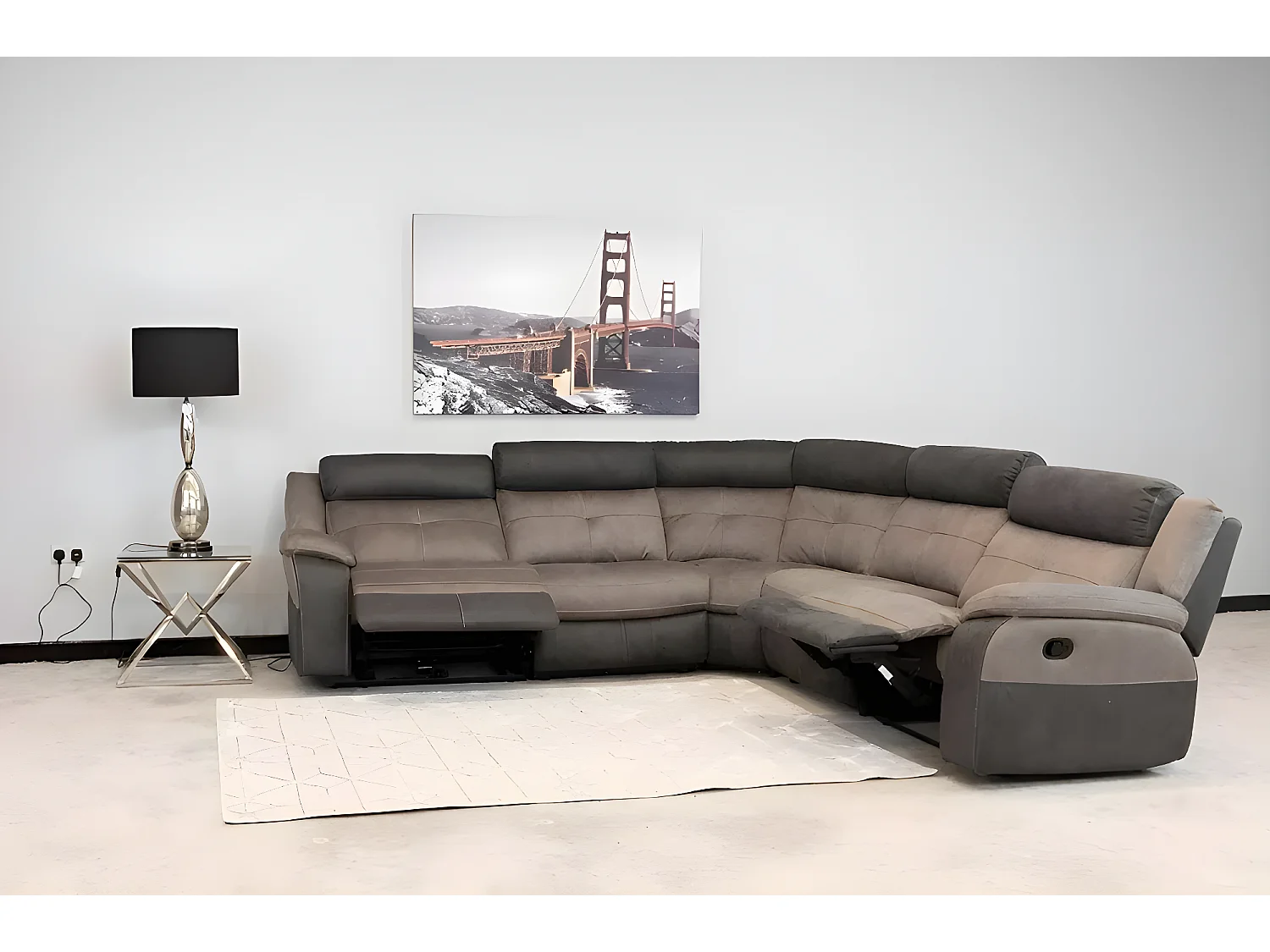 Ecksofa Napoli/Stoffbezug/Grau