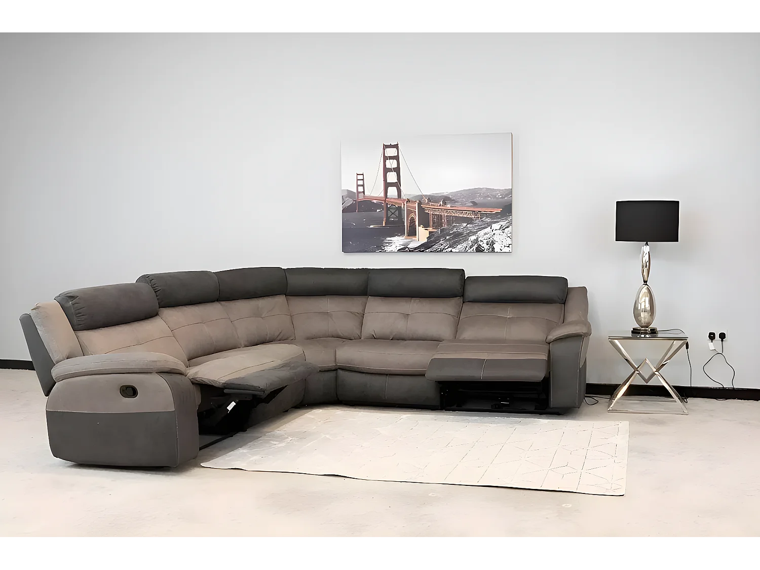 Ecksofa Napoli/Stoffbezug/Grau