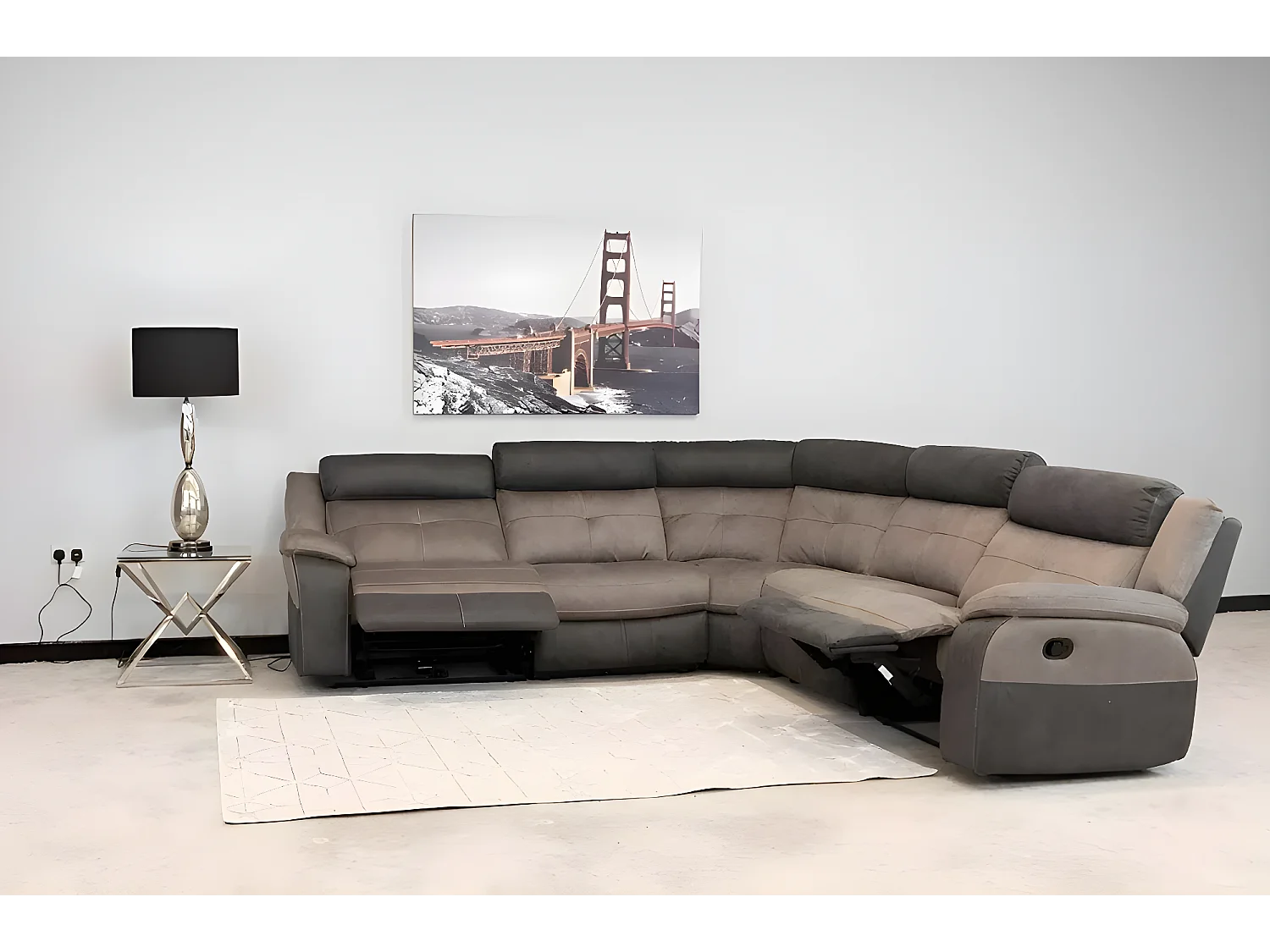 Ecksofa Napoli/Stoffbezug/Grau