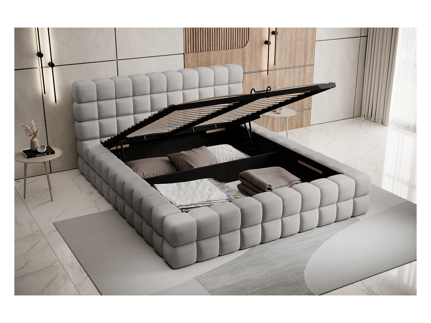 Lit Dario L (180x200)/Tissu/Gris