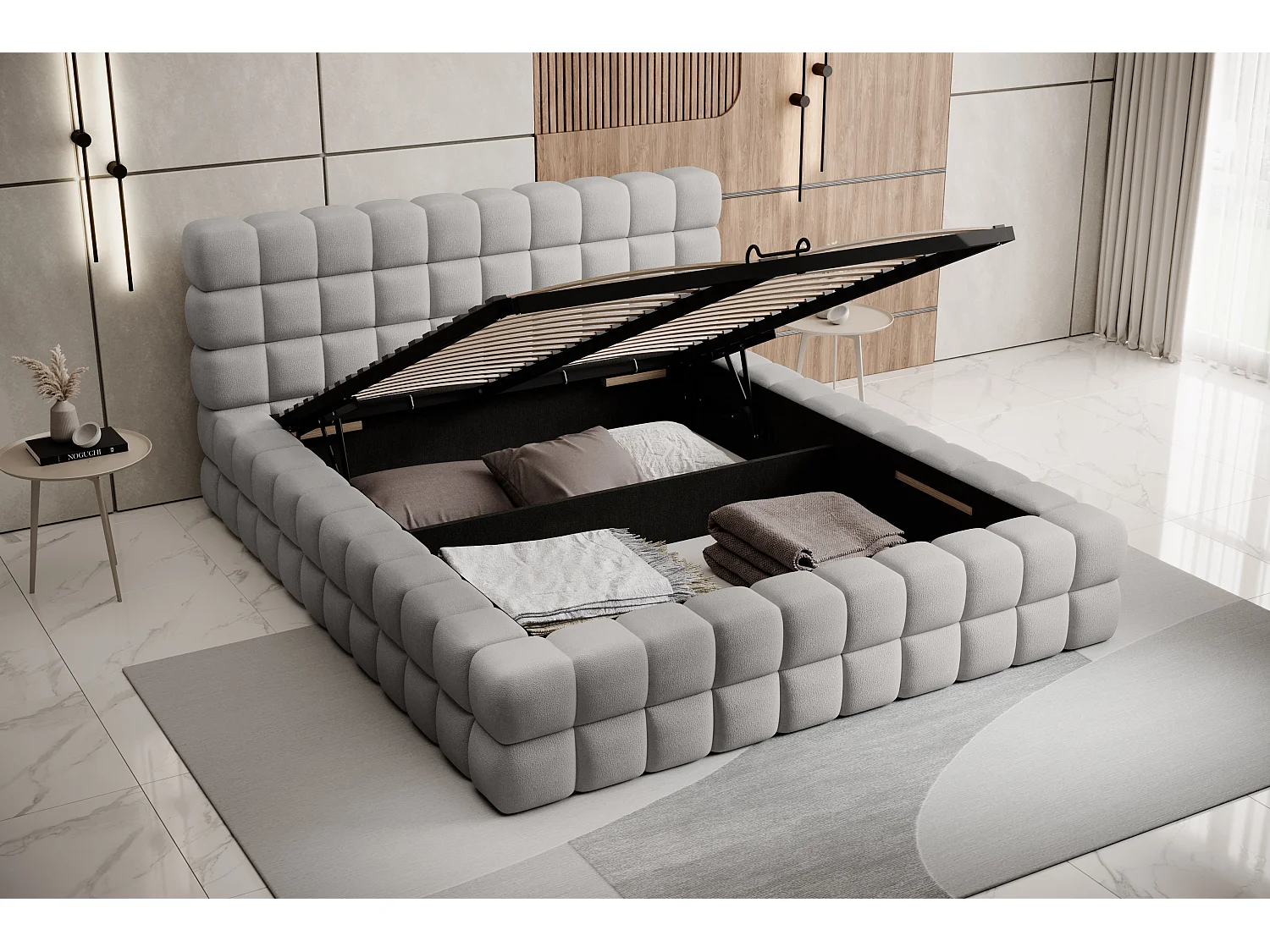 Lit Dario L (180x200)/Tissu/Gris