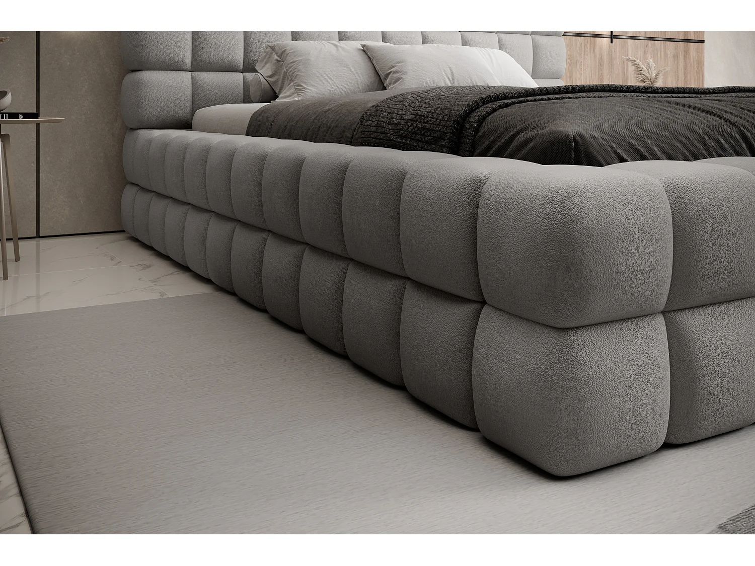 Lit Dario L (180x200)/Tissu/Gris