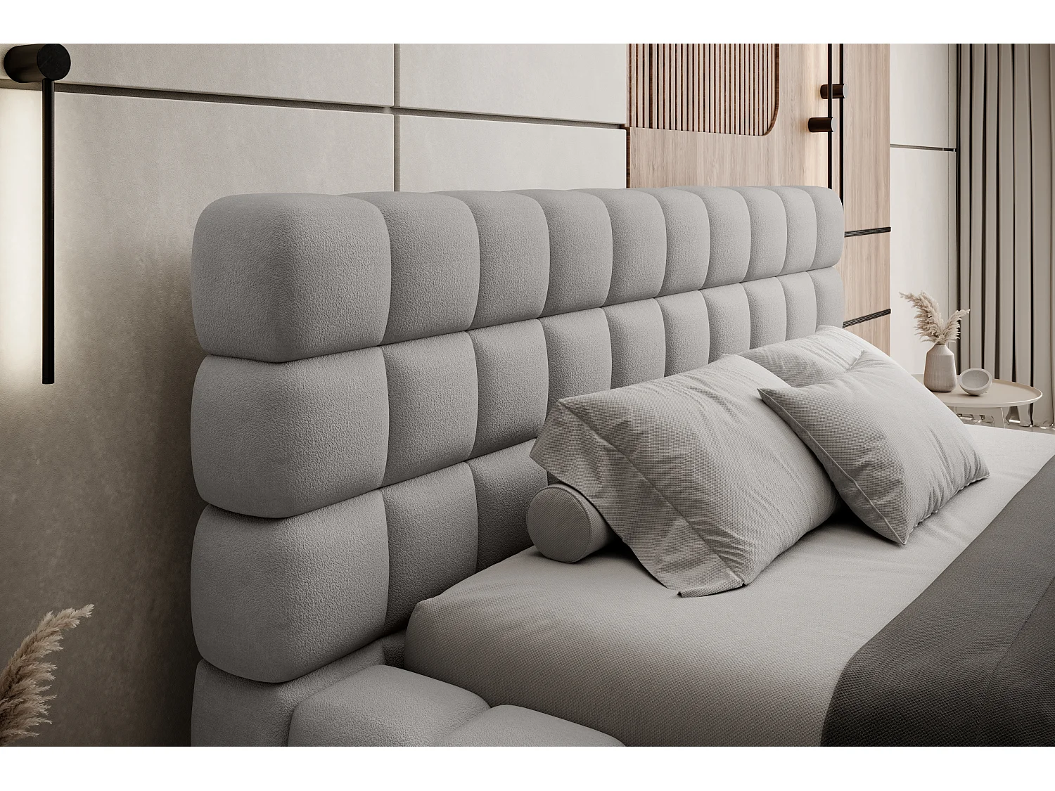 Lit Dario L (180x200)/Tissu/Gris