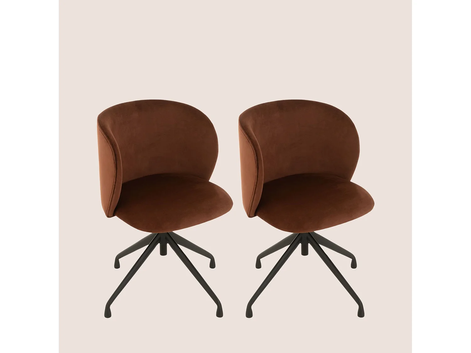 Chaises pivotantes réglables en hauteur velours (lot de 2) - MIA