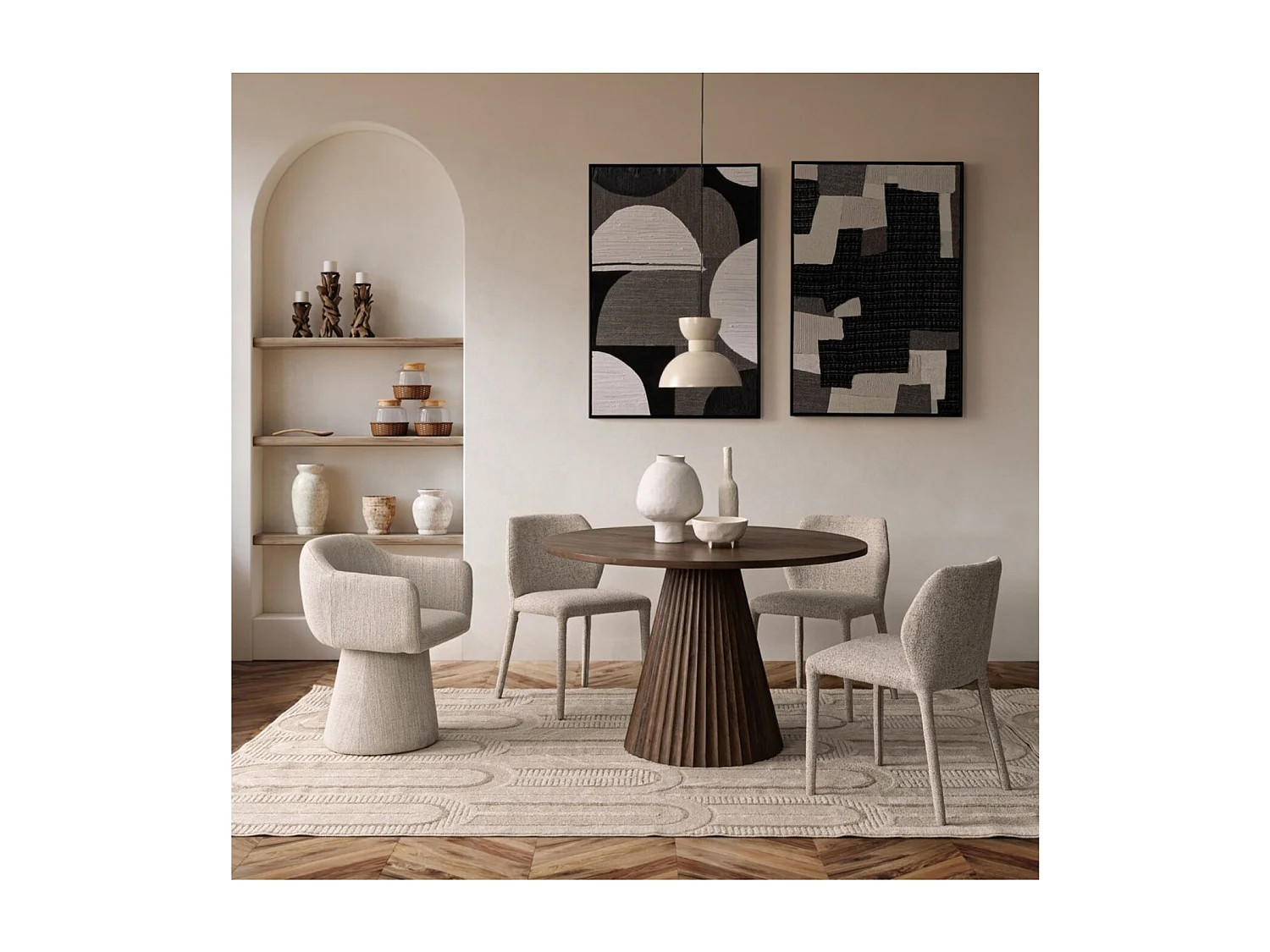 Table à manger ronde en manguier D120 6 personnes - AGRA