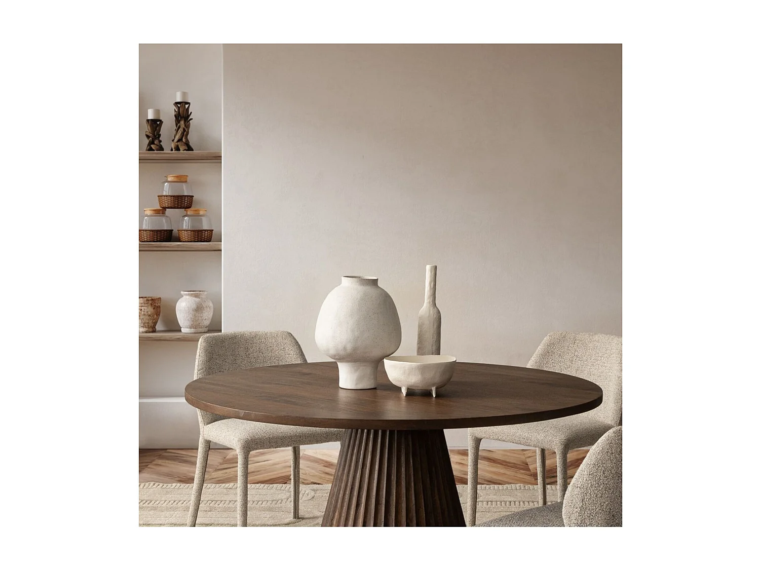 Table à manger ronde en manguier D120 6 personnes - AGRA